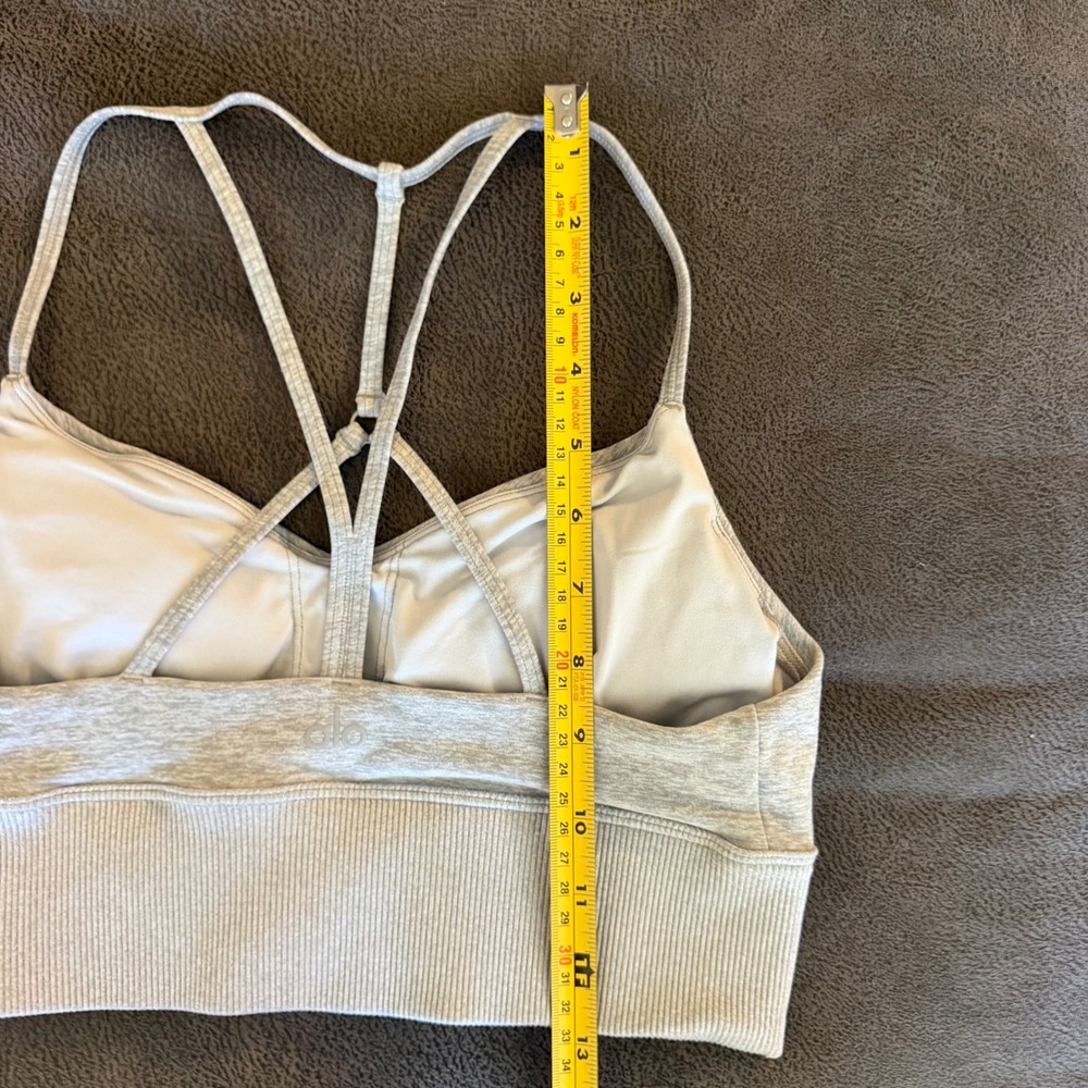 Alo Yoga Wild Thing Bra Dove Grey Heather Ribbed Strappy Sports Bra Medium - Picture 4 of 6